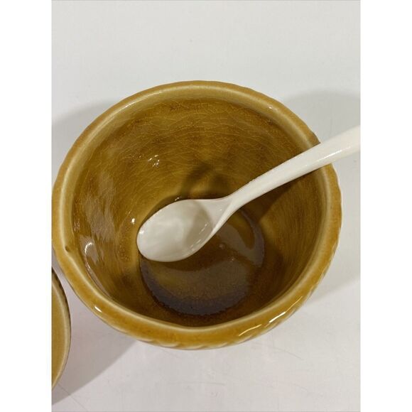 Vintage Ceramic Strawberry Sugar Bowl Jelly Jam Jar w/Lid & Spoon Japan 4.25” - Picture 6 of 7